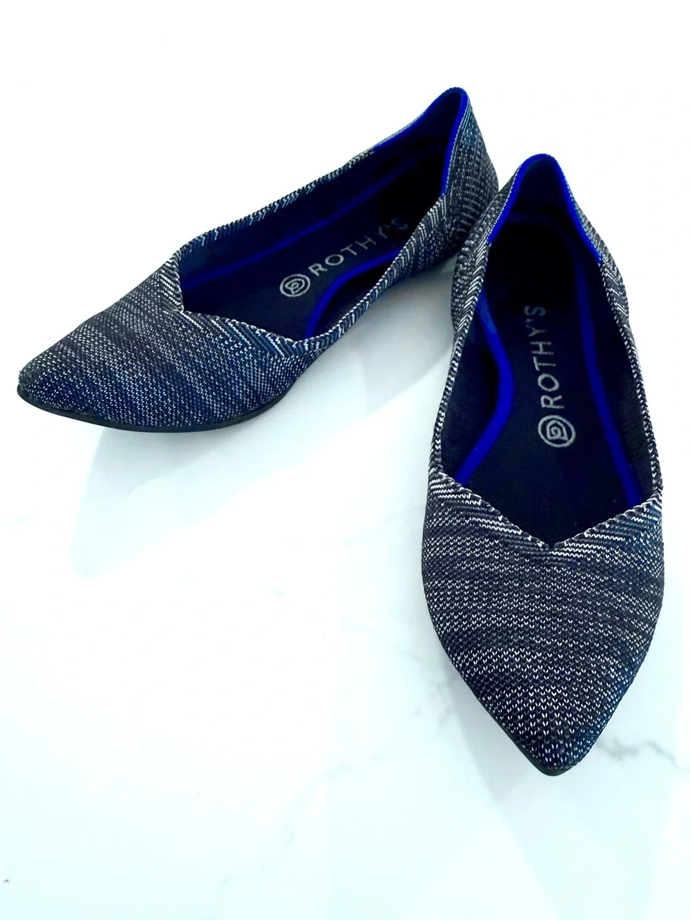 Rothy’s The Point Pointed Toe Flats Size 9 Cloud Grey Birdseye - Retired Color
